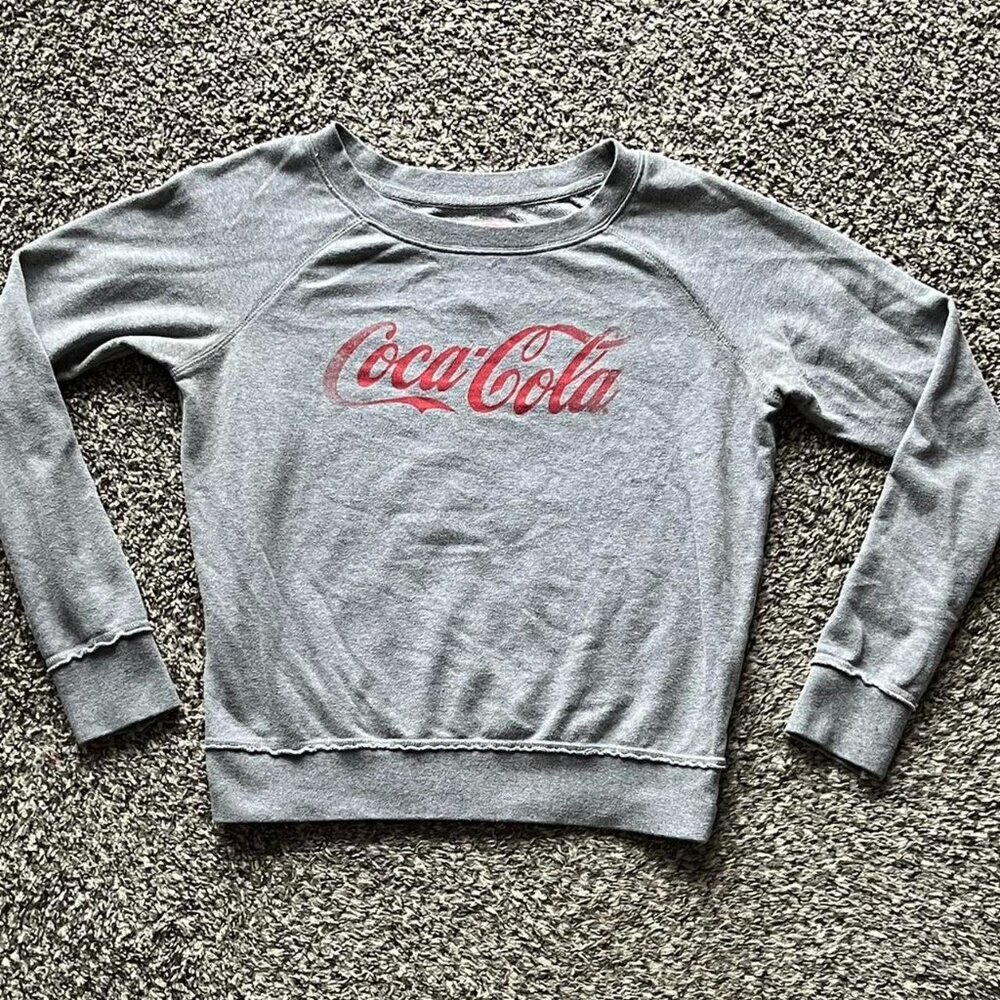 Coca Cola Gray Womens Medium Cotton Blend Long Sleeve Sweatshirt - Picture 1 of 6